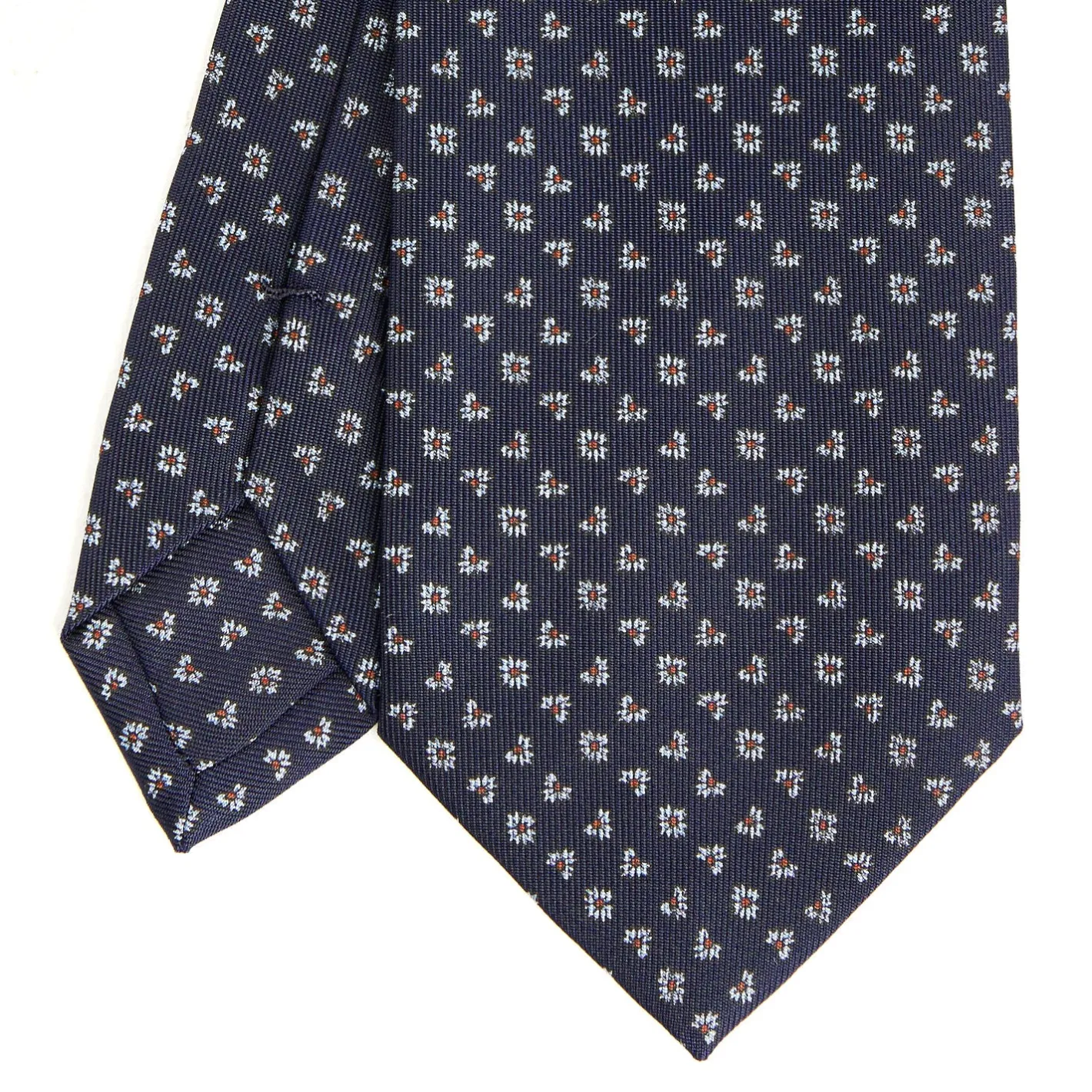 E.Marinella CRAVATTA SARTORIALE CLASSICA IN SETA BLU SCURO Microfantasia fiore Online