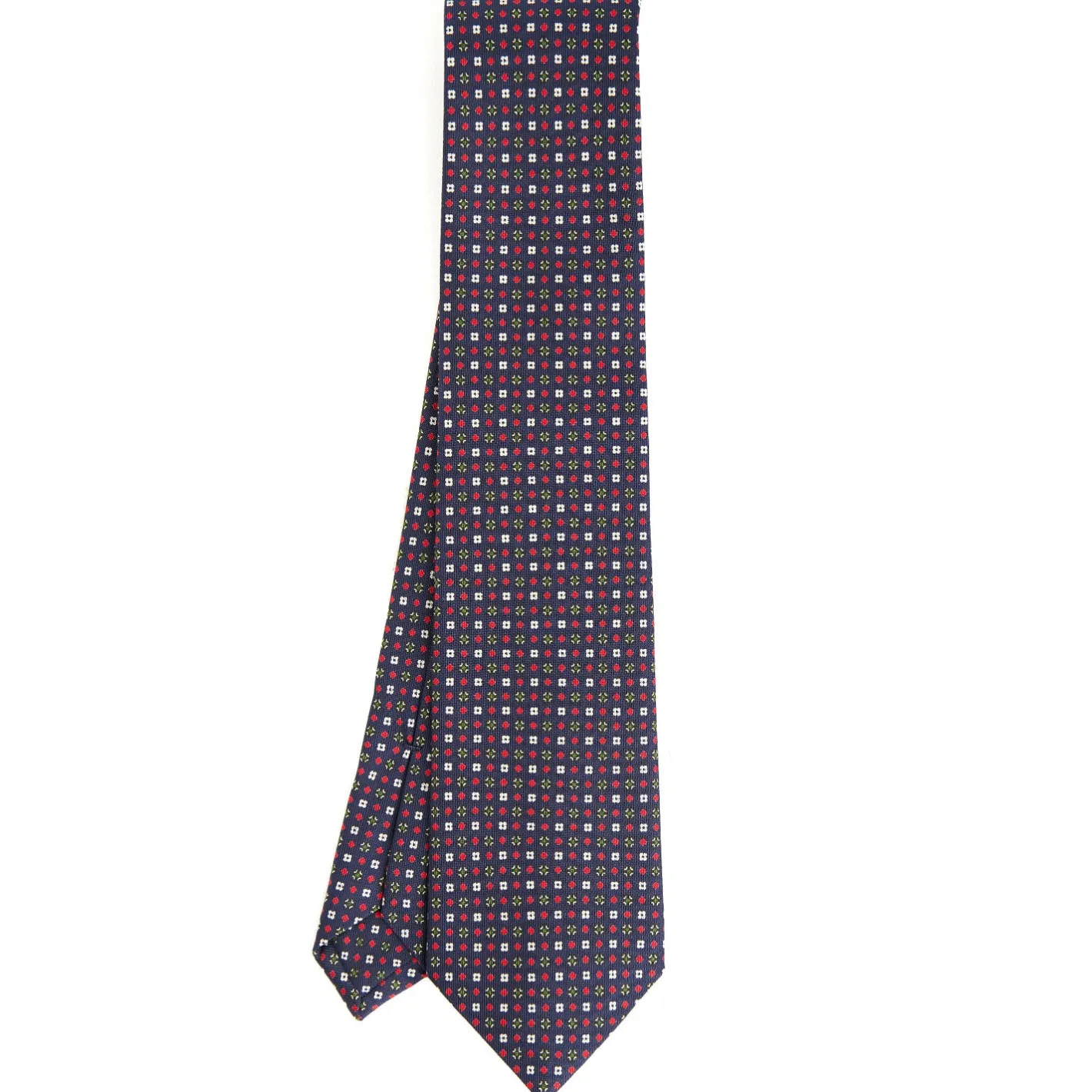 E.Marinella CRAVATTA SARTORIALE CLASSICA IN SETA BLU SCURO Microfantasia fiore Clearance