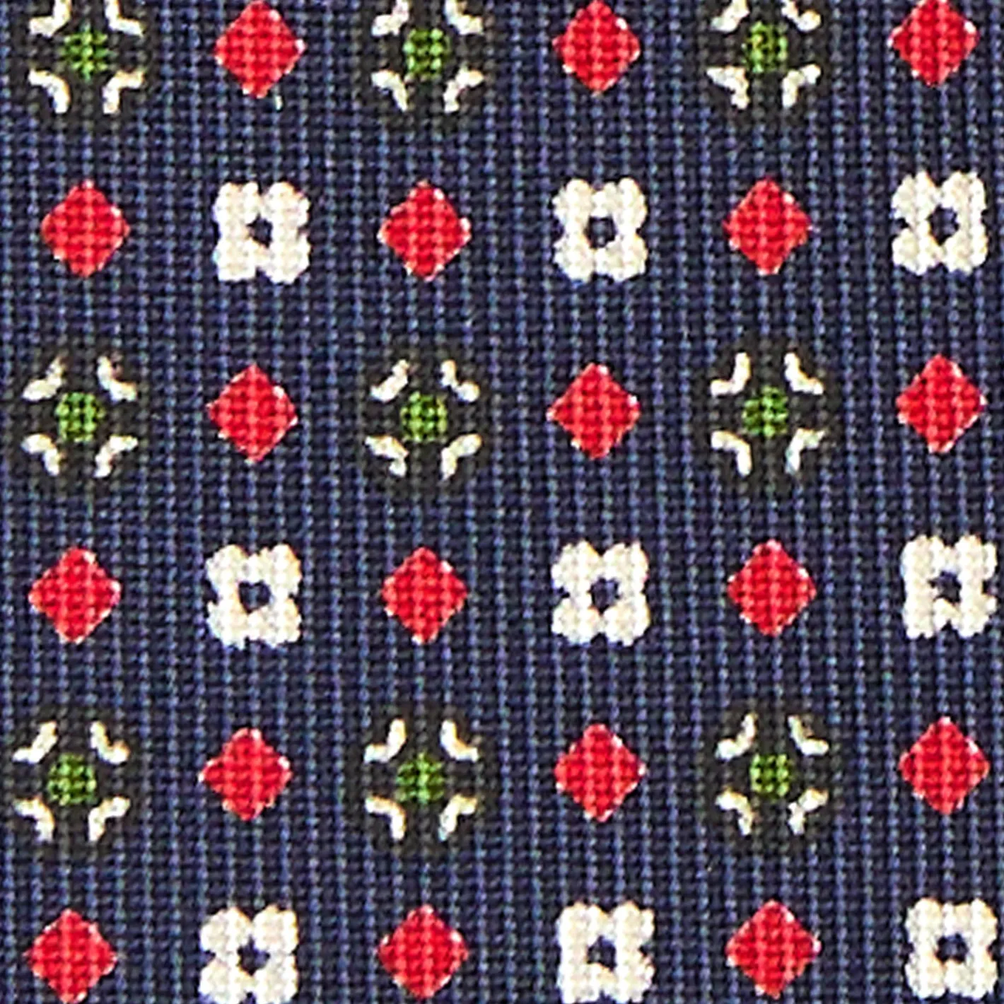 E.Marinella CRAVATTA SARTORIALE CLASSICA IN SETA BLU SCURO Microfantasia fiore Clearance
