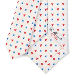 E.Marinella CRAVATTA SARTORIALE CLASSICA IN SETA BIANCA Collezione san valentino Best