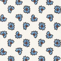 E.Marinella CRAVATTA SARTORIALE CLASSICA IN SETA BIANCA Microfantasia fiore Hot