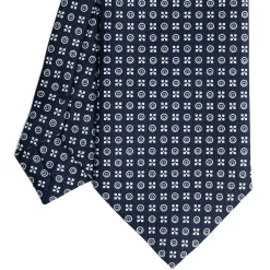 E.Marinella CRAVATTA SARTORIALE CLASSICA IN SETA BLU SCURO Microfantasia fiore Best