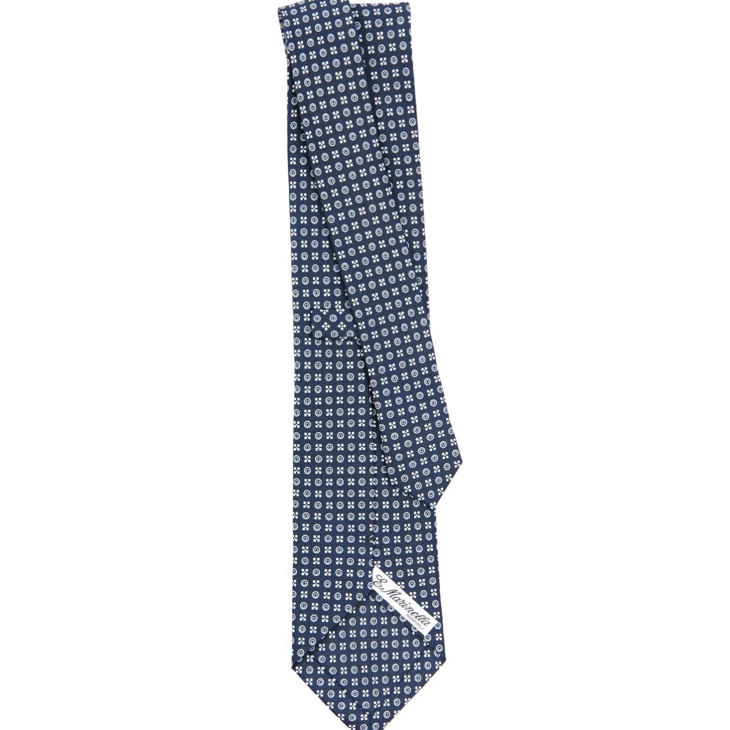 E.Marinella CRAVATTA SARTORIALE CLASSICA IN SETA BLU SCURO Microfantasia fiore Best
