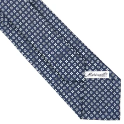 E.Marinella CRAVATTA SARTORIALE CLASSICA IN SETA BLU SCURO Microfantasia fiore Best