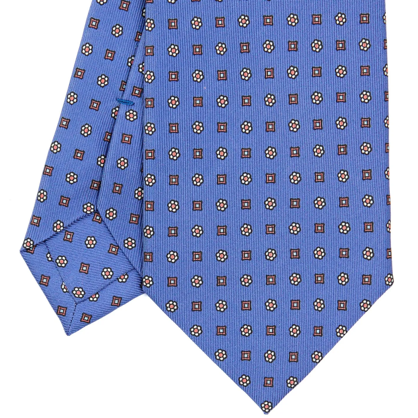 E.Marinella CRAVATTA SARTORIALE CLASSICA IN SETA AZZURRO POLVERE Microfantasia fiore Outlet