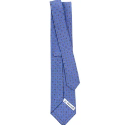 E.Marinella CRAVATTA SARTORIALE CLASSICA IN SETA AZZURRO POLVERE Microfantasia fiore Outlet