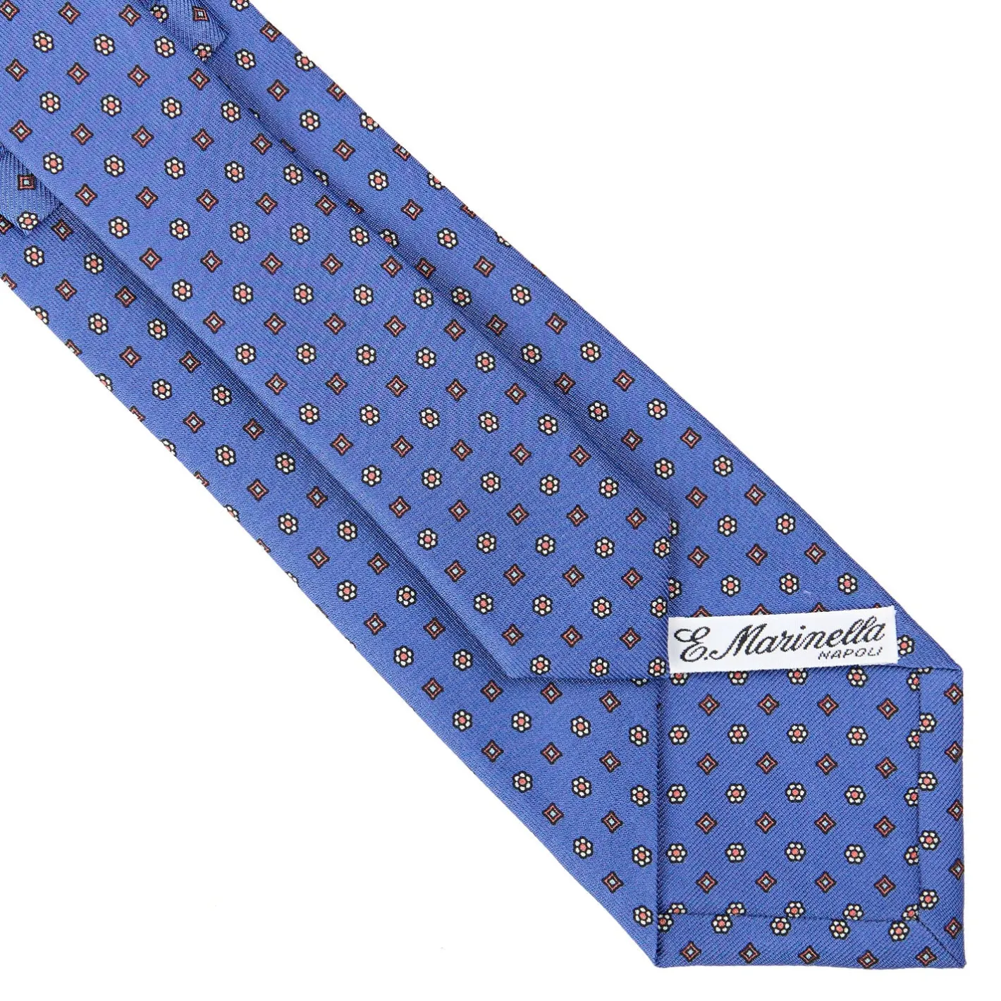 E.Marinella CRAVATTA SARTORIALE CLASSICA IN SETA AZZURRO POLVERE Microfantasia fiore Outlet