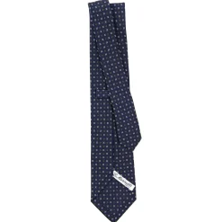 E.Marinella CRAVATTA SARTORIALE CLASSICA IN SETA BLU SCURO Microfantasia fiore Best