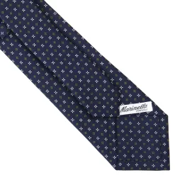 E.Marinella CRAVATTA SARTORIALE CLASSICA IN SETA BLU SCURO Microfantasia fiore Best