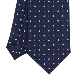 E.Marinella CRAVATTA SARTORIALE CLASSICA IN SETA BLU SCURO Microfantasia fiore Sale