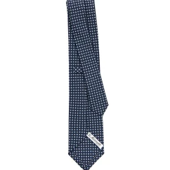 E.Marinella CRAVATTA SARTORIALE CLASSICA IN SETA BLU SCURO Microfantasia fiore Hot