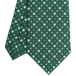 E.Marinella CRAVATTA SARTORIALE CLASSICA IN SETA VERDE SCURO Microfantasia fiore Clearance