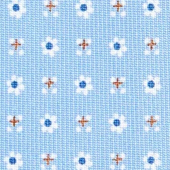 E.Marinella CRAVATTA SARTORIALE CLASSICA IN SETA AZZURRA Microfantasia fiore New