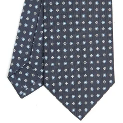 E.Marinella CRAVATTA SARTORIALE CLASSICA IN SETA GRIGIO SCURO Microfantasia fiore Outlet