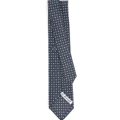 E.Marinella CRAVATTA SARTORIALE CLASSICA IN SETA GRIGIO SCURO Microfantasia fiore Outlet