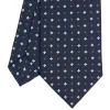 E.Marinella CRAVATTA SARTORIALE CLASSICA IN SETA BLU SCURO Microfantasia fiore Hot