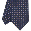 E.Marinella CRAVATTA SARTORIALE CLASSICA IN SETA BLU SCURO Microfantasia fiore Clearance