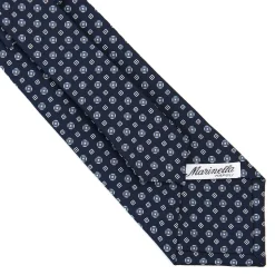 E.Marinella CRAVATTA SARTORIALE CLASSICA IN SETA BLU SCURO Microfantasia fiore Outlet