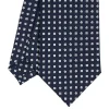 E.Marinella CRAVATTA SARTORIALE CLASSICA IN SETA BLU SCURO Microfantasia fiore Sale