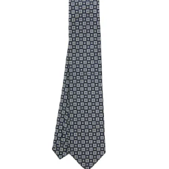 E.Marinella CRAVATTA SARTORIALE CLASSICA IN SETA BLU SCURO Microfantasia fiore Sale