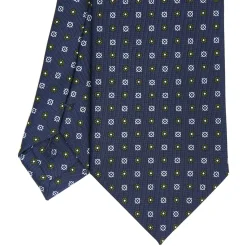 E.Marinella CRAVATTA SARTORIALE CLASSICA IN SETA BLU SCURO Microfantasia fiore Discount