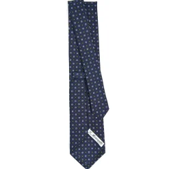E.Marinella CRAVATTA SARTORIALE CLASSICA IN SETA BLU SCURO Microfantasia fiore Discount