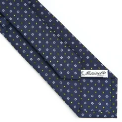 E.Marinella CRAVATTA SARTORIALE CLASSICA IN SETA BLU SCURO Microfantasia fiore Discount
