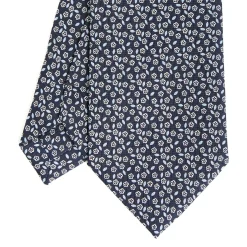 E.Marinella CRAVATTA SARTORIALE CLASSICA IN SETA BLU SCURO Microfantasia fiore Online