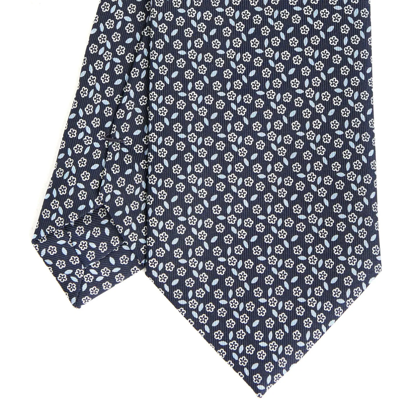 E.Marinella CRAVATTA SARTORIALE CLASSICA IN SETA BLU SCURO Microfantasia fiore Online