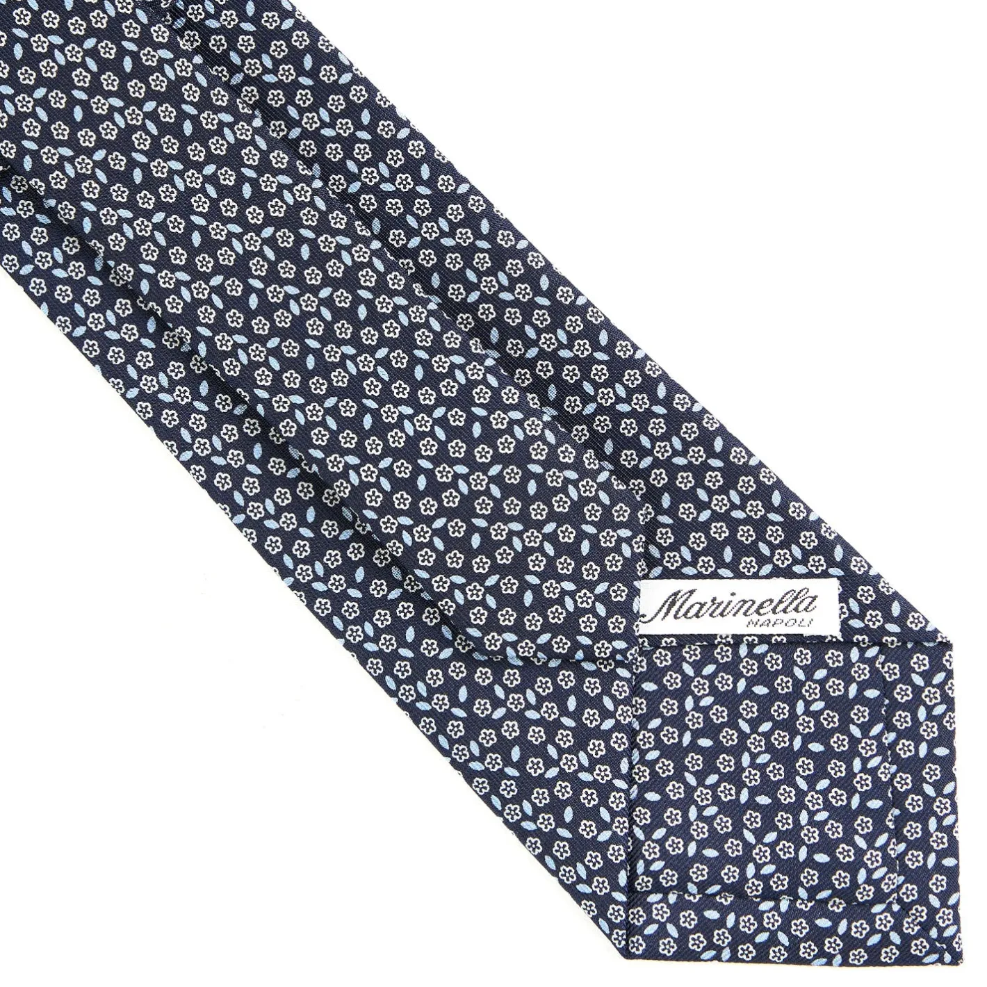 E.Marinella CRAVATTA SARTORIALE CLASSICA IN SETA BLU SCURO Microfantasia fiore Online
