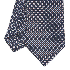 E.Marinella CRAVATTA SARTORIALE CLASSICA IN SETA BLU SCURO Microfantasia Hot