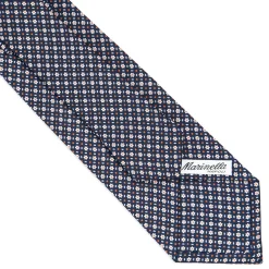 E.Marinella CRAVATTA SARTORIALE CLASSICA IN SETA BLU SCURO Microfantasia Hot