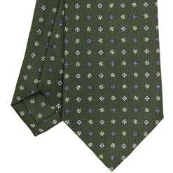 E.Marinella CRAVATTA SARTORIALE CLASSICA IN SETA VERDE OLIVA Microfantasia fiore Discount