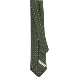 E.Marinella CRAVATTA SARTORIALE CLASSICA IN SETA VERDE OLIVA Microfantasia fiore Discount