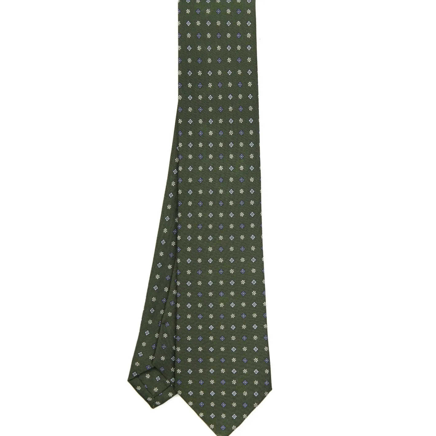 E.Marinella CRAVATTA SARTORIALE CLASSICA IN SETA VERDE OLIVA Microfantasia fiore Discount