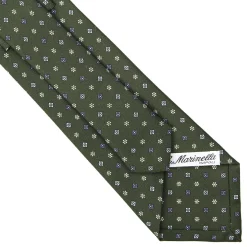 E.Marinella CRAVATTA SARTORIALE CLASSICA IN SETA VERDE OLIVA Microfantasia fiore Discount