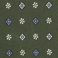 E.Marinella CRAVATTA SARTORIALE CLASSICA IN SETA VERDE OLIVA Microfantasia fiore Discount