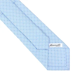 E.Marinella CRAVATTA SARTORIALE CLASSICA IN SETA AZZURRA Microfantasia fiore Outlet