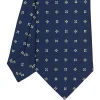 E.Marinella CRAVATTA SARTORIALE CLASSICA IN SETA BLU SCURO Microfantasia fiore Sale