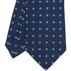 E.Marinella CRAVATTA SARTORIALE CLASSICA IN SETA BLU SCURO Microfantasia fiore Sale