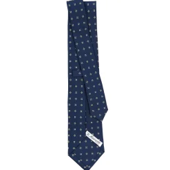 E.Marinella CRAVATTA SARTORIALE CLASSICA IN SETA BLU SCURO Microfantasia fiore Sale