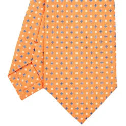 E.Marinella CRAVATTA SARTORIALE CLASSICA IN SETA ARANCIONE Microfantasia fiore Sale