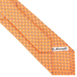 E.Marinella CRAVATTA SARTORIALE CLASSICA IN SETA ARANCIONE Microfantasia fiore Sale