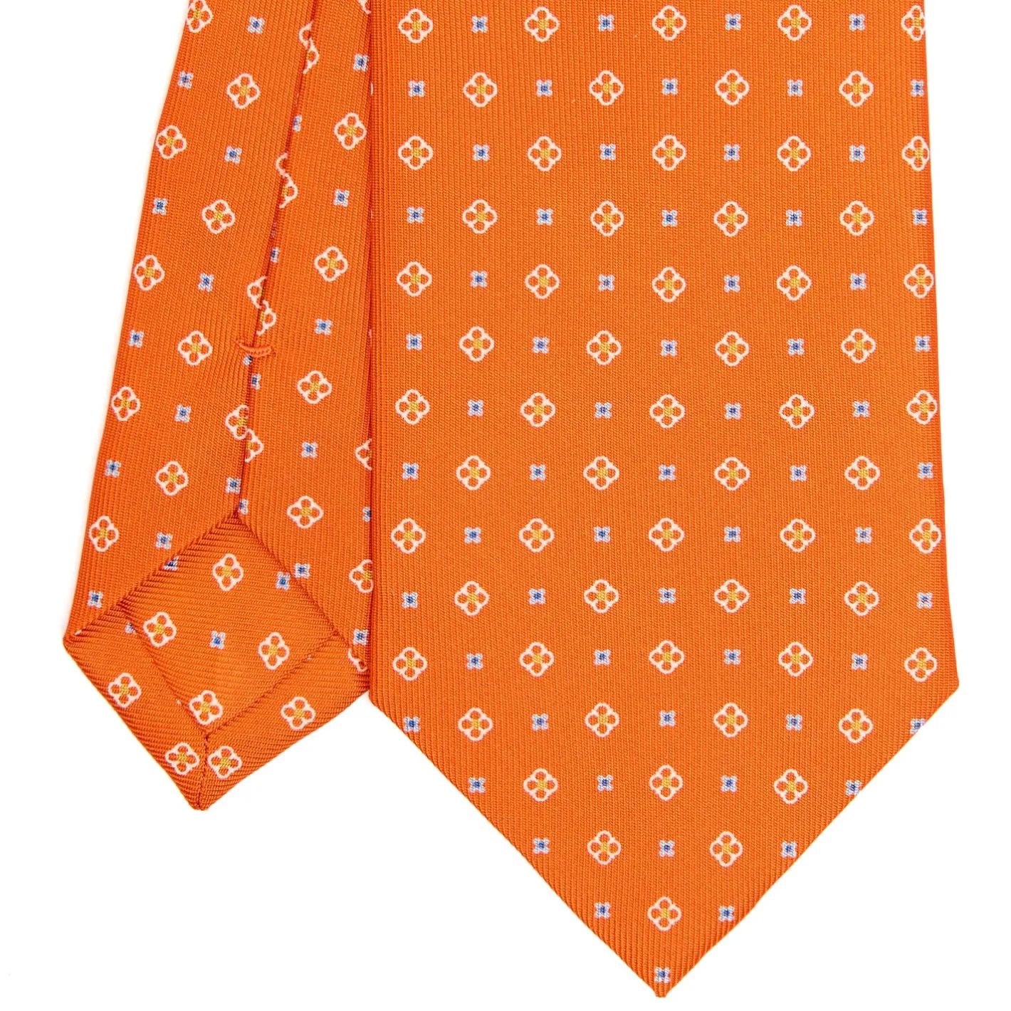 E.Marinella CRAVATTA SARTORIALE CLASSICA IN SETA ARANCIONE Microfantasia fiore Clearance
