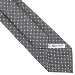 E.Marinella CRAVATTA SARTORIALE CLASSICA IN SETA GRIGIO SCURO Microfantasia fiore Clearance