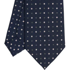 E.Marinella CRAVATTA SARTORIALE CLASSICA IN SETA BLU SCURO Microfantasia fiore Discount