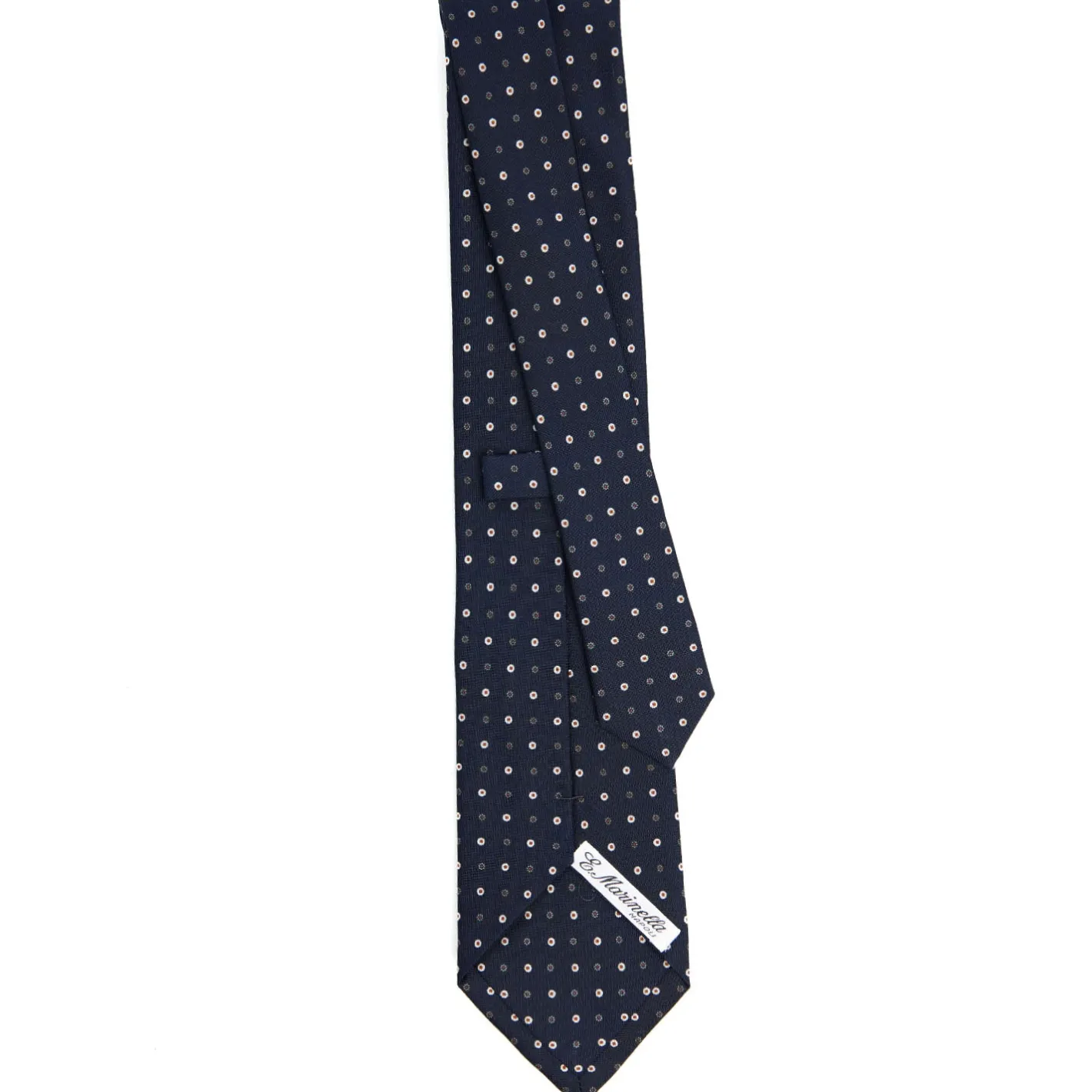 E.Marinella CRAVATTA SARTORIALE CLASSICA IN SETA BLU SCURO Microfantasia fiore Discount