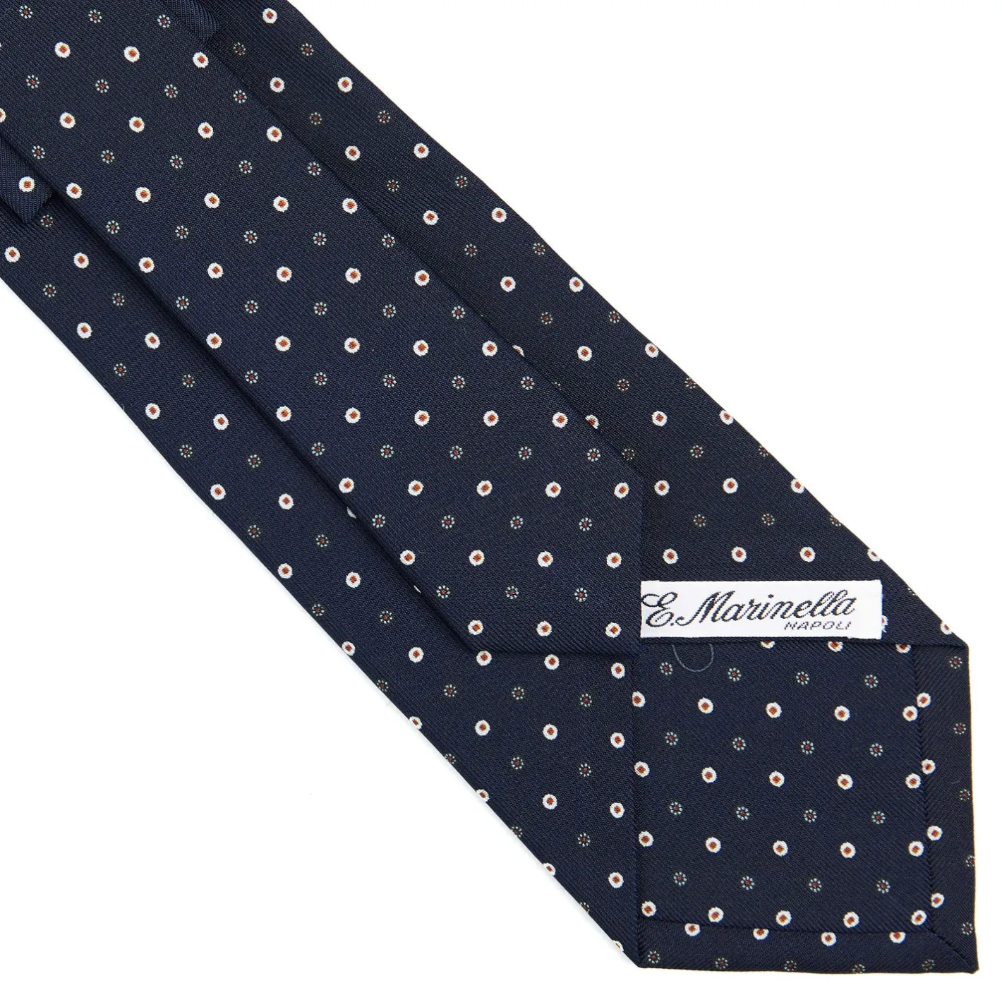 E.Marinella CRAVATTA SARTORIALE CLASSICA IN SETA BLU SCURO Microfantasia fiore Discount