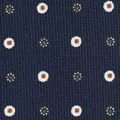 E.Marinella CRAVATTA SARTORIALE CLASSICA IN SETA BLU SCURO Microfantasia fiore Discount