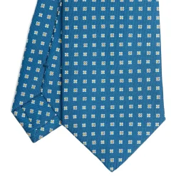 E.Marinella CRAVATTA SARTORIALE CLASSICA IN SETA BLU MEDIO Microfantasia fiore Best